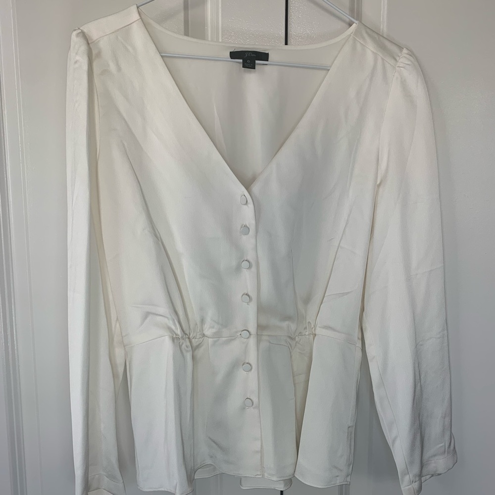 J Crew White Peplum Blouse